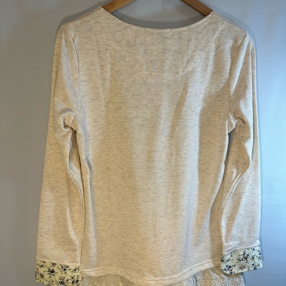 Waypoints The Hue Company Knit Lace Cream Floral Girls Long Sleeve Dress Size M - Picture 5 of 13